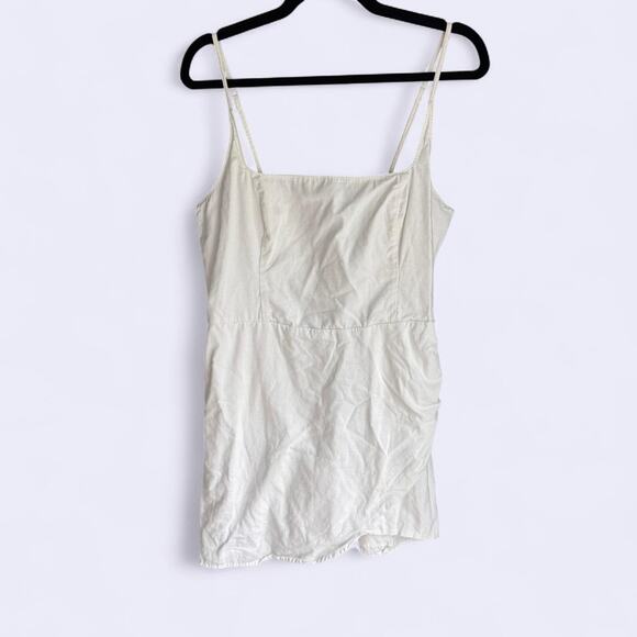 Abercrombie & Fitch White Linen Wrap Minj Dress size L - Picture 1 of 4